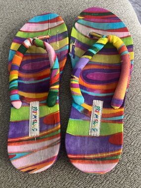 Jams World Colorful Multi-Stripe Flip Flop Sandals